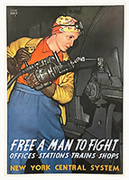 Rosie the Riveter WWII poster New York Central Line